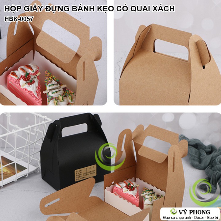 HỘP ĐỰNG BÁNH KẸO QUÀ TẶNG GIẤY KRAFT / TRẮNG CÓ QUAI XÁCH HỘP CRAFT ĐỰNG BÁNH KEM BÁNH CUỘN  HBK-0057