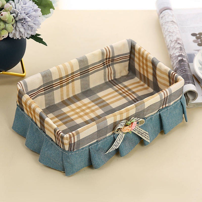 Cosmetics Storage Box Fabric Rattan Storage Basket Desktop Remote Storage Sundries Basket Key Basket