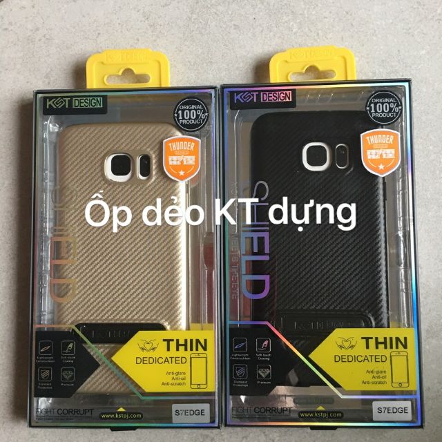 Ốp dẻo cacbon galaxy s7 edge có đế dựng