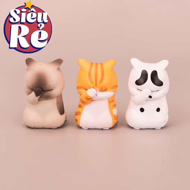 Bộ ba Móc khóa tượng mèo che mặt cạn lời cute [ Set 3 con có bán lẻ ]