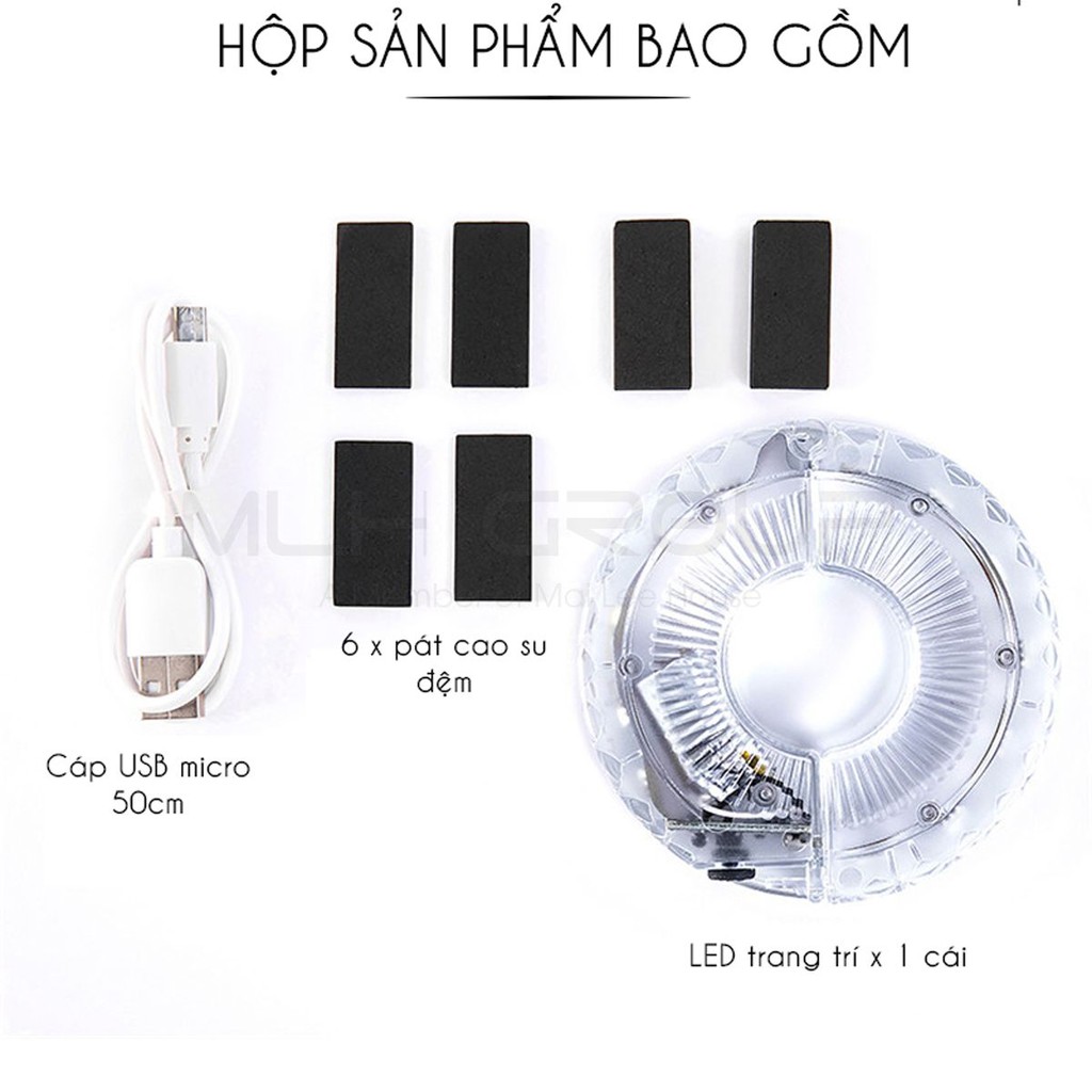 Đèn Trang Trí Cho Xe Đạp Trẻ Em Gắn Moay-Ơ Trục Giữa Xe Đạp Với 7 Màu 18 Chế Độ Sáng Khác Nhau Sạc Điện USB MLH
