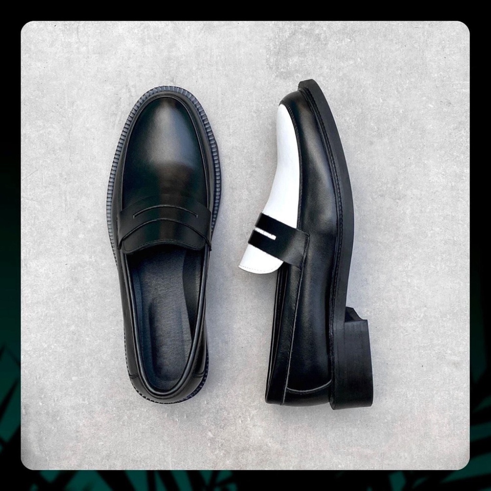 Giày Penny Loafer Black đế cao su đúc nguyên khối tăng chiều cao CLF-02