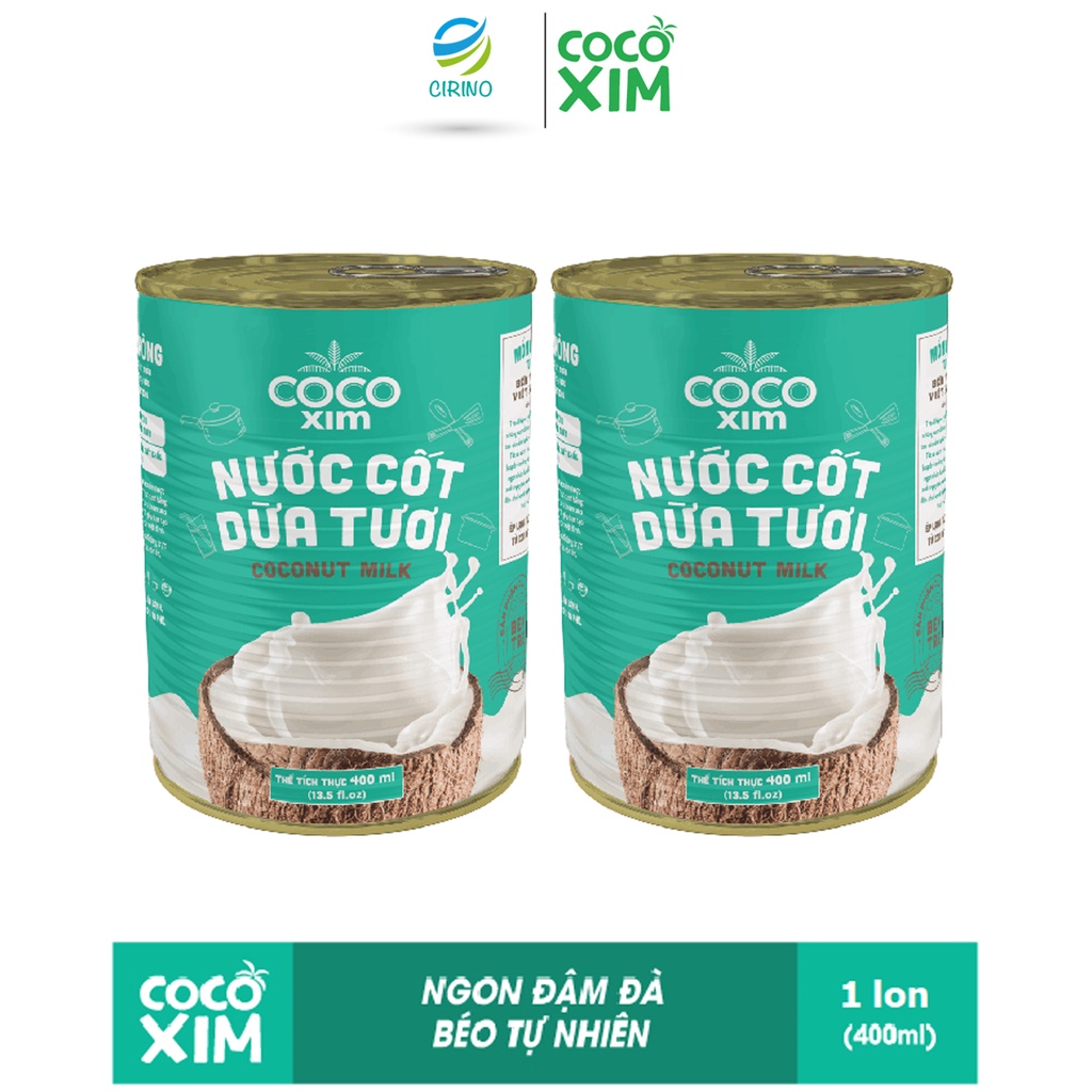 Combo 02 Lon Nước Cốt Dừa Tươi Nguyên Chất 100% Chef's Choice 400mL- Thương hiệu COCOXIM - TT CIRINO