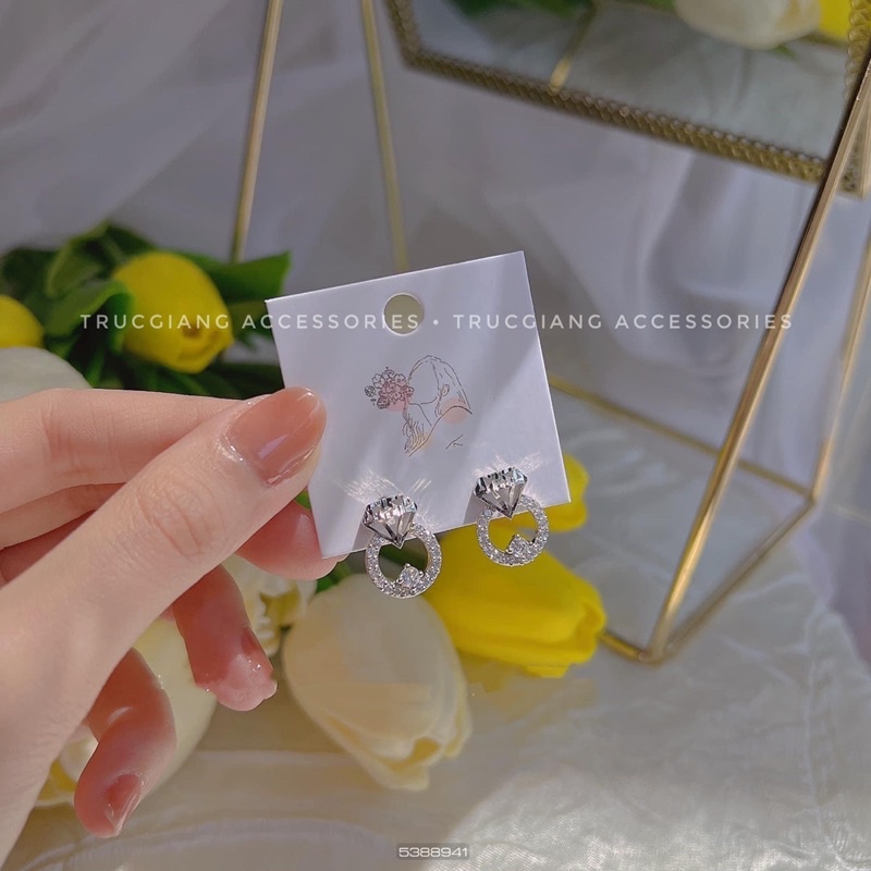 Bông tai xi bạch kim siêu sáng