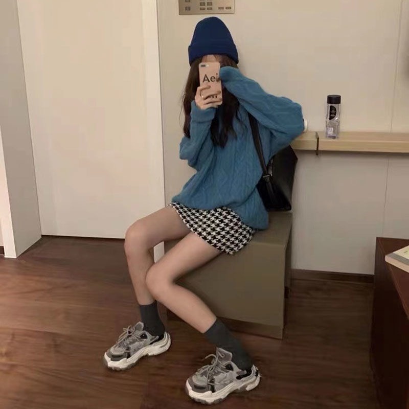 Chân váy dạ Forgirl kẻ caro đen trắng cá tính