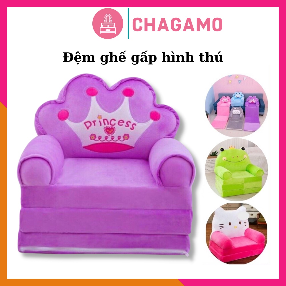 Đệm ghế sofa gấp ngồi hình thú 3 tầng 50x120 2 in 1 cho bé yêu được chọn mẫu