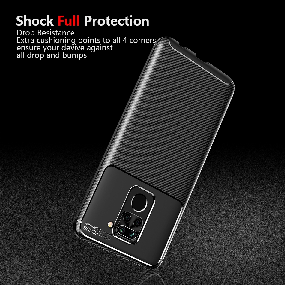 Ốp điện thoại silicone phủ sợi carbon thời trang chống sốc cho XIAOMI REDMI NOTE 9 PRO MAX 9s