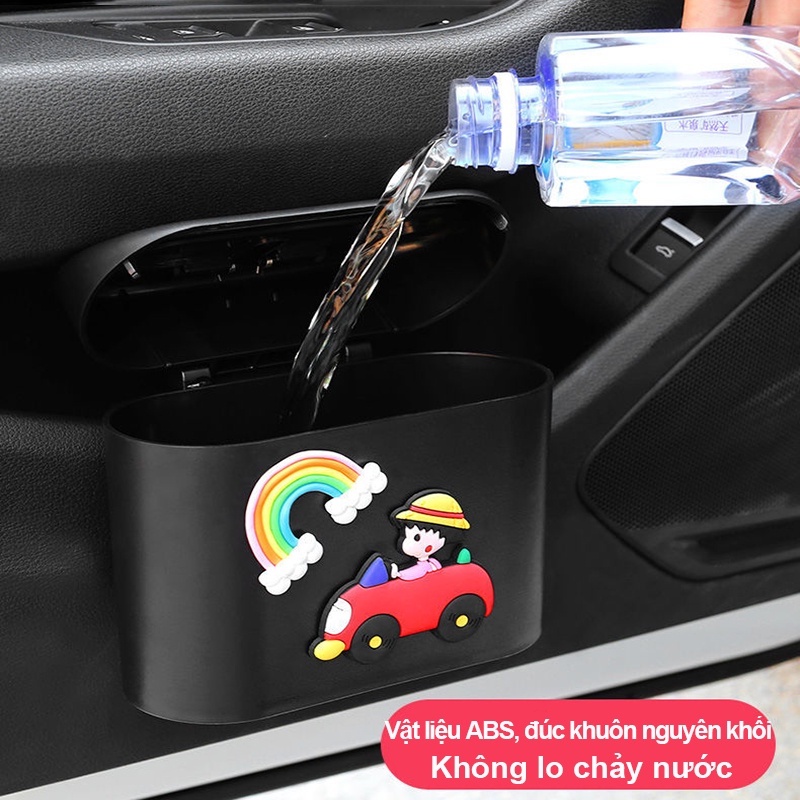 Thùng rác mini treo bên hông cửa ô tô INS019, hộp đựng đồ bên hông xe hơi hoạt hình dễ thương, nhựa ABS chắc chắn