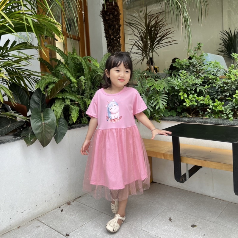 Váy đầm bé gái ren xoè công chúa chất cotton mềm mịn mùa hè Sunkid VR nhiều mẫu