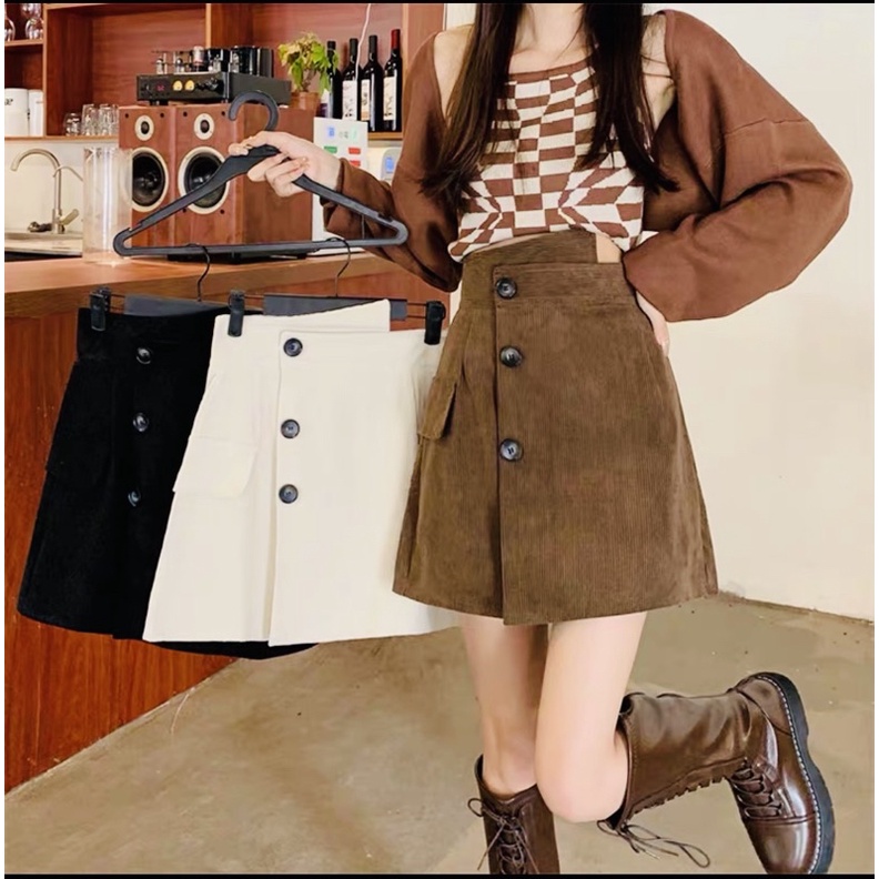 QUẦN SOOC GIẢ CHÂN VÁY NHUNG TĂM CẠP CAO VẠT CHÉO GIÁ RẺ