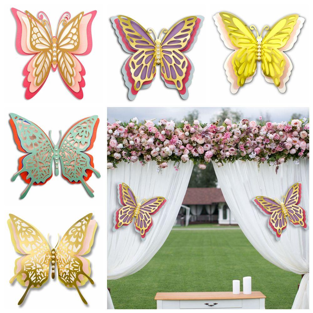 Miếng Dán Hình Bướm 3D Bốn Tầng Trang Trí Tiệc Cưới / Lễ Hội DIY
