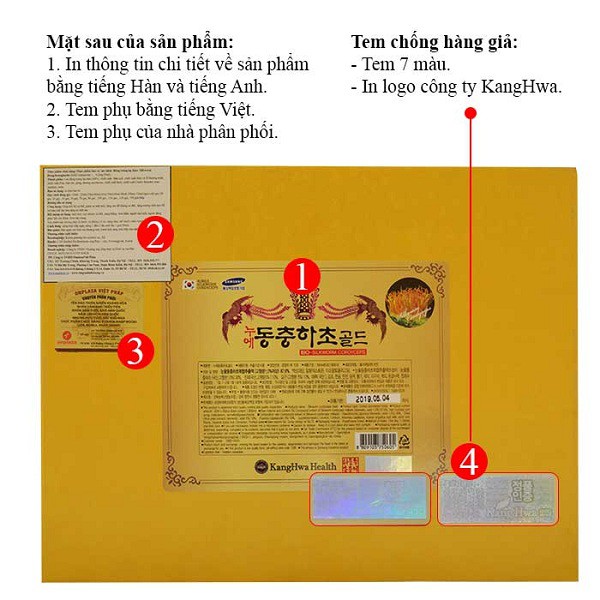Đông trùng hạ thảo hộp gỗ vàng kanghwa 60 gói,Nước đông trùng hạ thảo hàn quốc thượng hạng