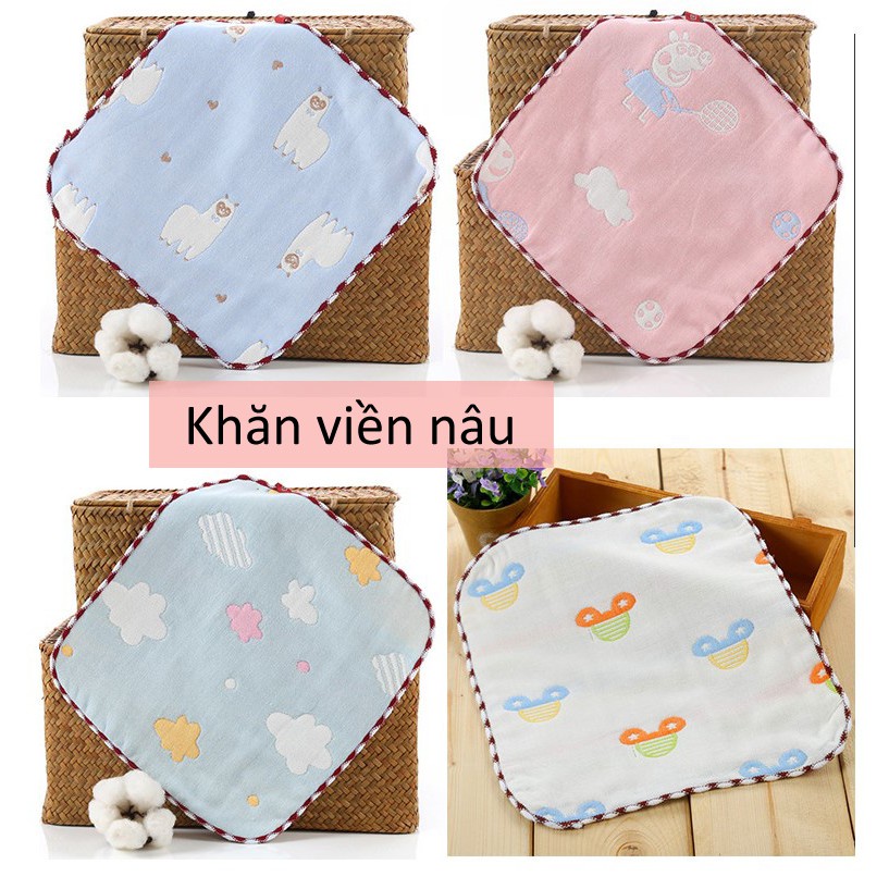 Khăn cotton 6 lớp, khăn lau mặt tắm bé