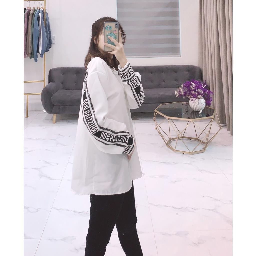 Áo Sơ Mi  Nữ Form Rộng Hàn Quốc Viền Tay Dày Mịn Thoáng Mát Thiết Kế Thời Trang Kiểu Dáng Năng Động Trẻ Trung
