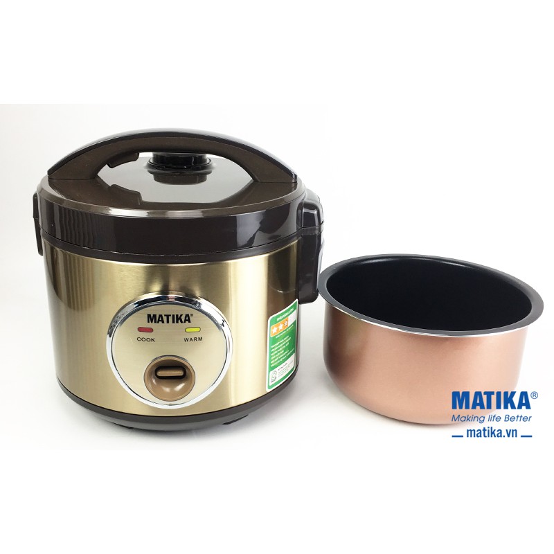 Nồi cơm điện nắp gài MATIKA RC0511 Dung tích 1.2L Công suất 600W kiểu dáng bắt mắt độ bền cực cao!
