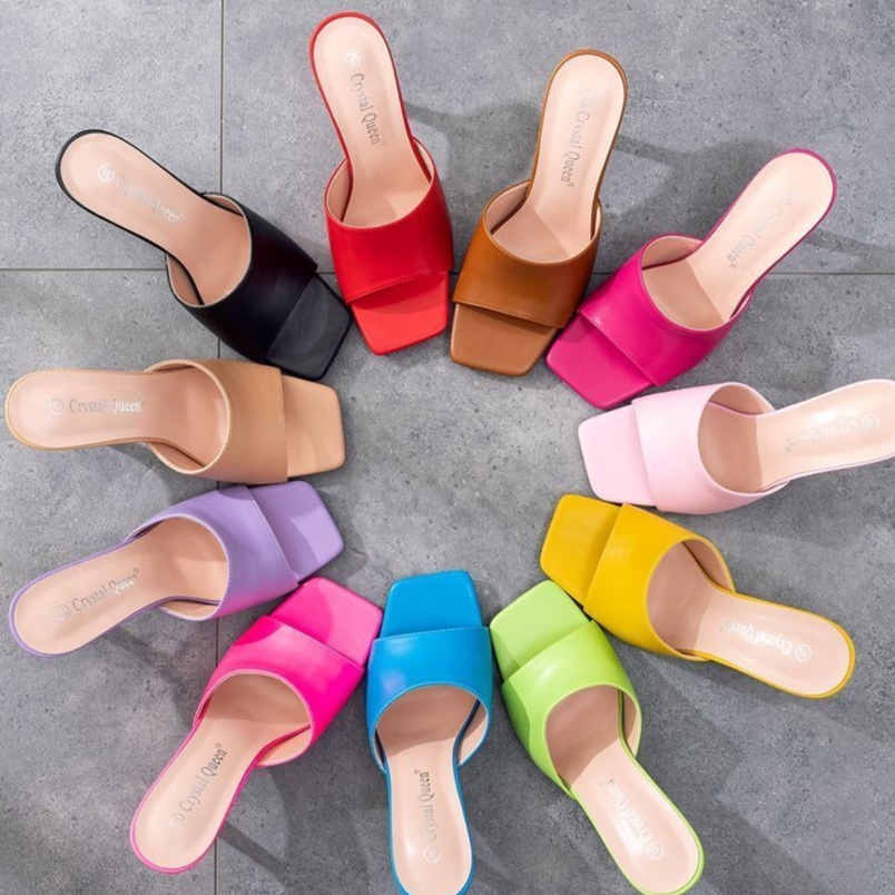 Dép cao gót nhiều màu có họa tiết da rắn tùy chọn sang trọng 3.54 inch size 35-42