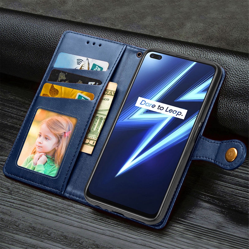 Lekaari Bao da điện thoại kiểu ví đựng thẻ nắp gập từ tính chống trượt cho OPPO Realme 5 5i 6i 6 C3 5S 3 PRO X50 PRO 5G