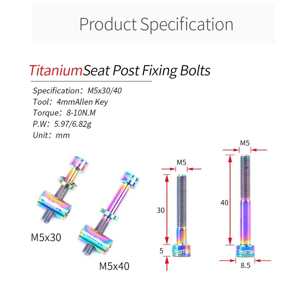 Set 2 Ốc Vít Hợp Kim Titan M5*30/40MM Cố Định Yên Xe Đạp Địa Hình
