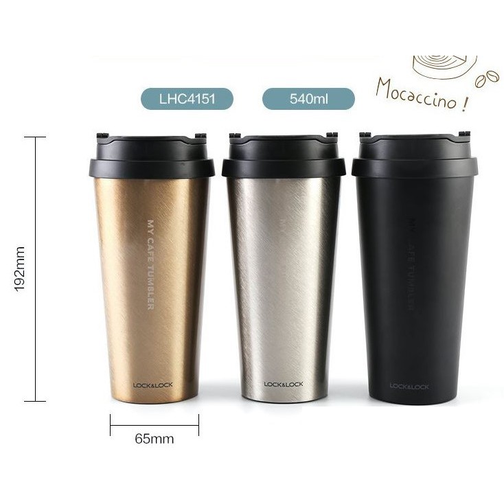 Ly Giữ Nhiệt Bằng Thép Không Gỉ Lock&amp;Lock Clip Tumbler 540ml LHC4151 - Tặng kèm ống hút - Chính Hãng BH 6 tháng