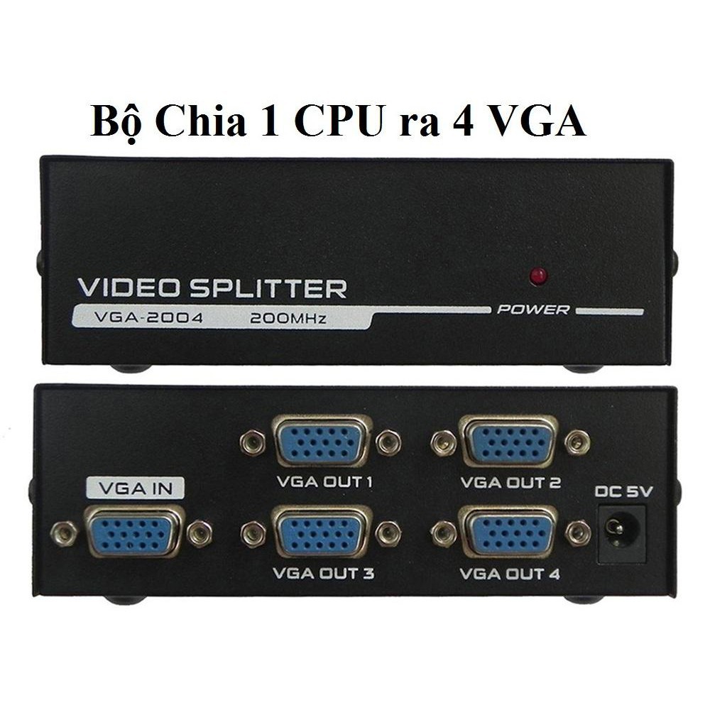 Hub 1 CPU ra 4 VGA. Một máy tính ra 4 màn hình cùng nội dung. Vi Tính Quốc Duy.