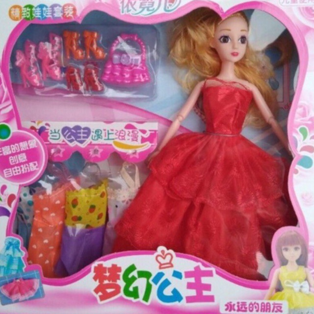 Hộp Đồ Chơi Búp Bê Barbie Thời Trang Có Khớp Xoay Và Phụ Kiện Đi Kèm Dành Cho Bé