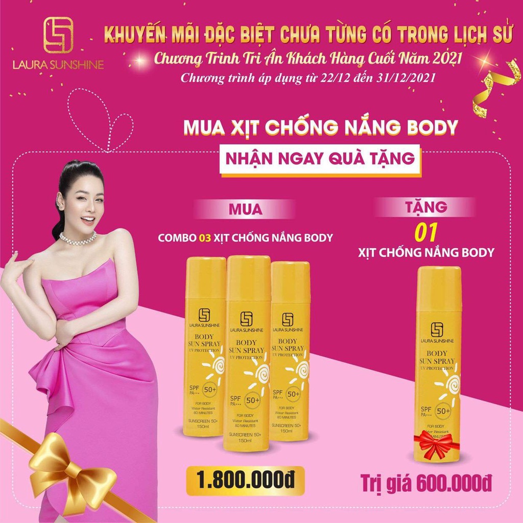 Xịt chống nắng toàn thân Nhật Kim Anh - Laura sunshine body sun spray spf50+ pa+++