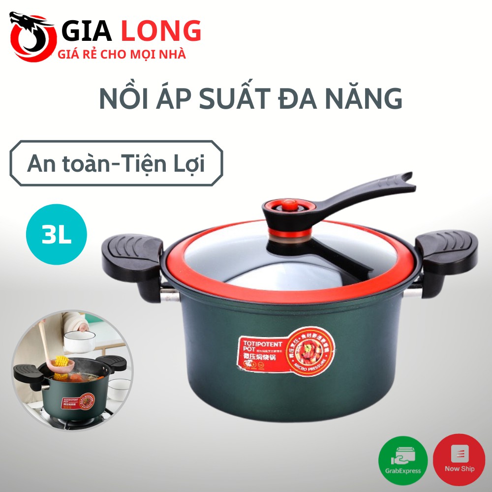 Nồi áp suất chống dính đa năng 3L dùng được cho mọi loại bếp, kiểu dáng hàn quốc, tiện lợi dễ sử dụng nấu, hầm,...