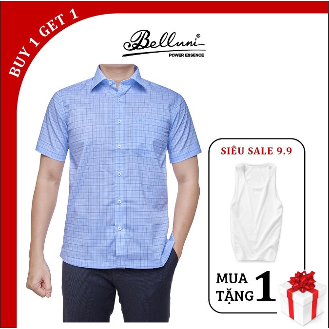 Áo sơ mi nam ngắn tay BELLUNI LUXURY chất 100% Cotton cao cấp - ABN.CM.BE.211.B5