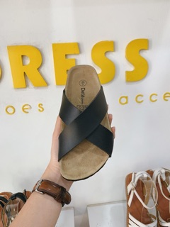 Pure Leather Birken - Dép chéo, đế ép êm