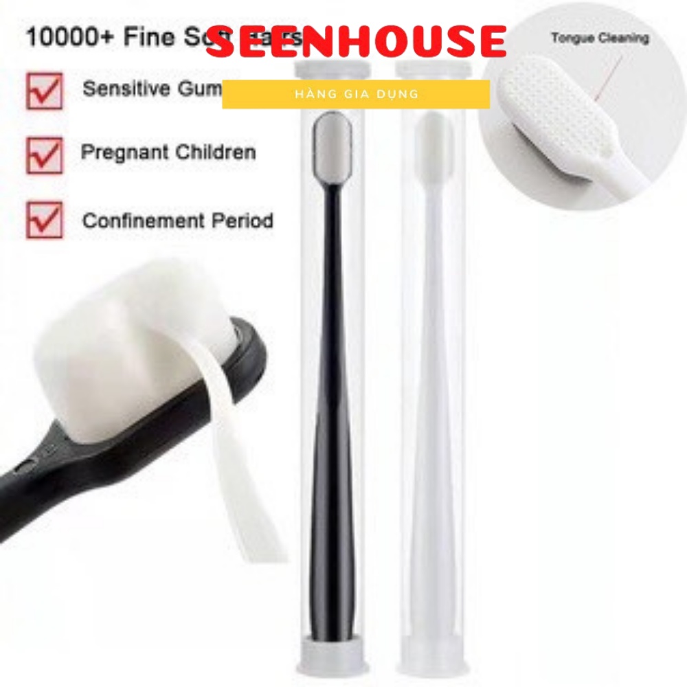 Bàn chải đánh răng lông mềm kèm hộp đựng Tròn
