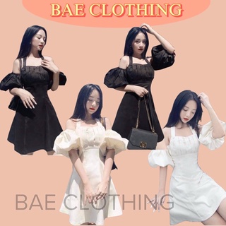 Đầm Xinh HỞ VAI form tôn dáng chất vải dày dặn thiết kế phần ngực xếp tinh tế mặc được 2 kiểu