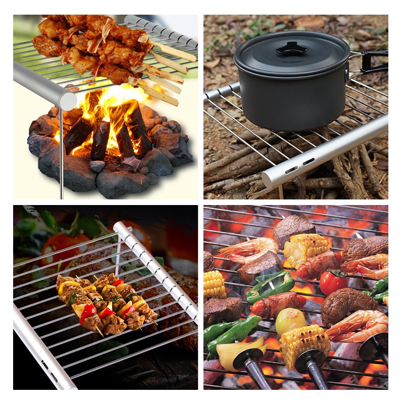 Vỉ Nướng Bbq Nhỏ Gọn Bằng Thép Không Gỉ Tiện Dụng Khi Cắm Trại