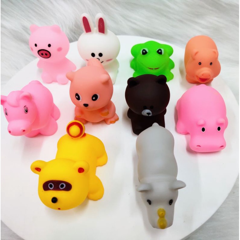 Combo 10 Con Động Vật Cao Su Mini Bóp Kêu Chíp Chíp