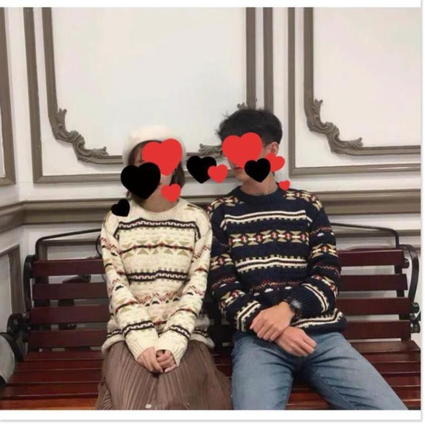 ( BH 1 đổi 1 )  [Ảnh Thật] Áo Len Đôi Kẻ Diềm áo len couple -A12d " :; : 2021 ^