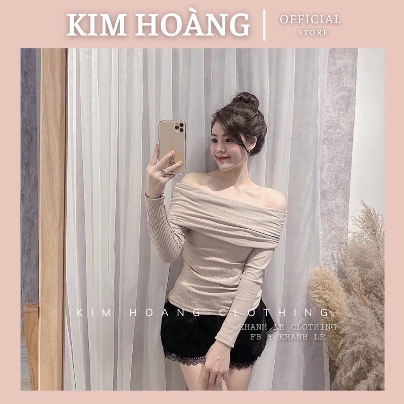 Áo len trễ vai Kim Hoàng Clothing áo len tăm form rộng tay dài sexy dáng đẹp thời trang kiểu Hàn Quốc | BigBuy360 - bigbuy360.vn