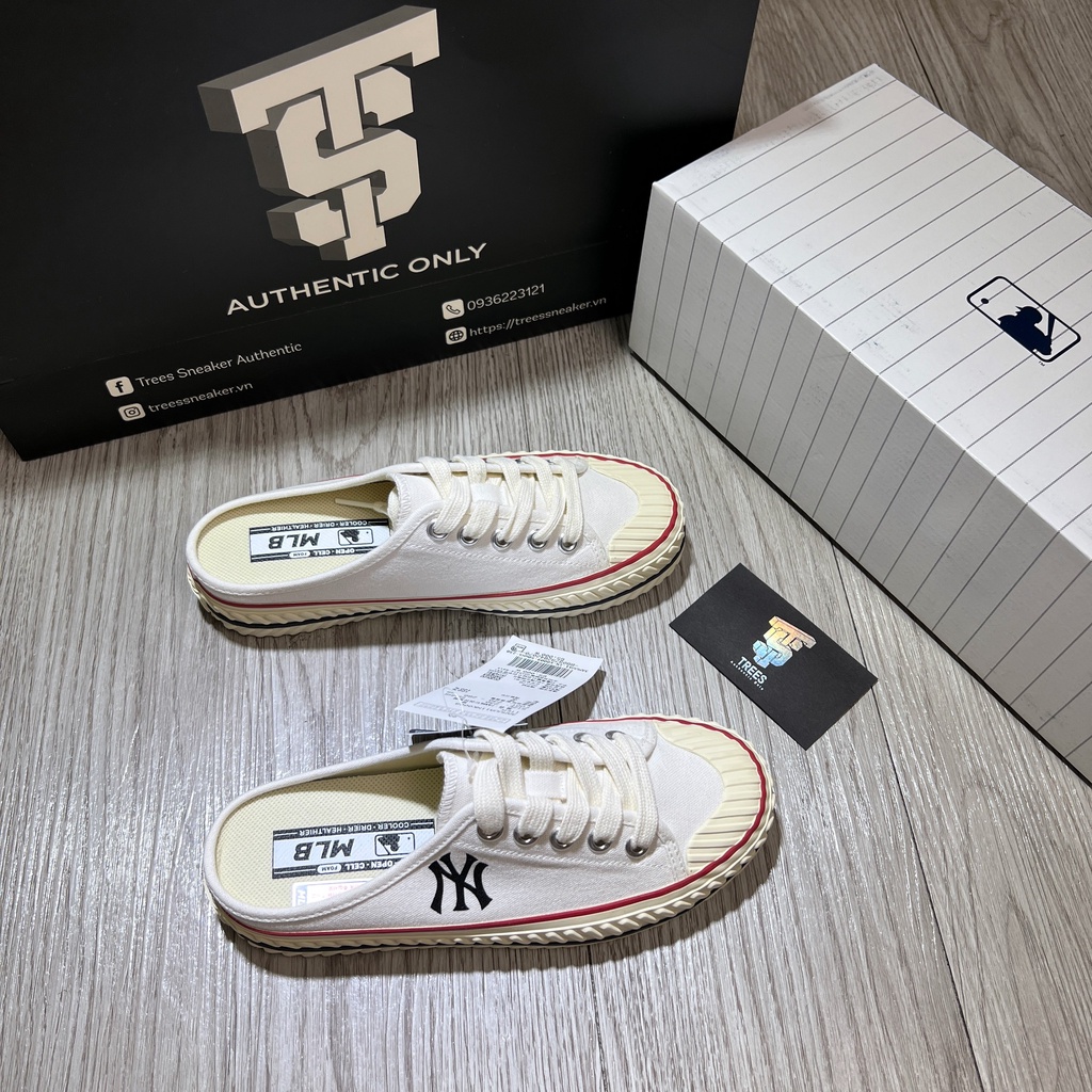 [CHÍNH HÃNG] Giày thể thao MLB MULE WHITE 2022 FULL BOX TAG CHECK HIDDEN TAG