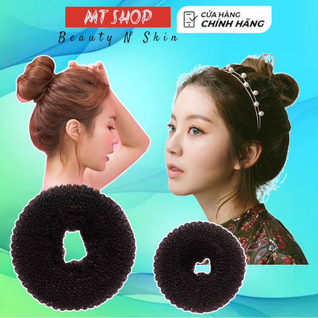 Mút độn tóc Donut Hình Tròn DIY16 Đen Lớn Nhỏ Búi Tóc Củ Tỏi Màu Nâu Tạo Tóc Bồng Cao Hơn Kẹp Độn Phồng Tóc Mái Xinh