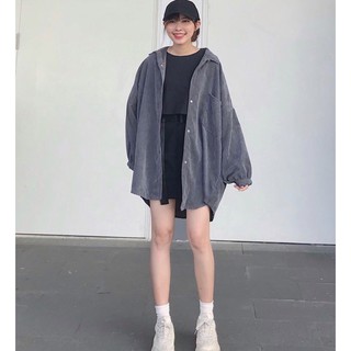 ÁO KHOÁC SƠ MI GÂN UNISEX (ẢNH THẬT)