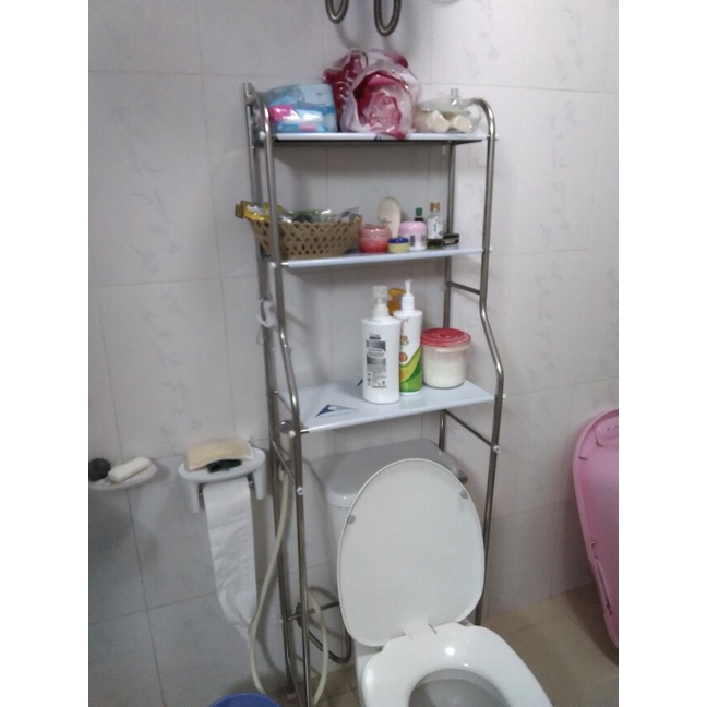 Kệ Bồn Cầu Inox 3 Tầng Không Rỉ, Lắp Đặt Dễ Dàng Đủ Phụ Kiện