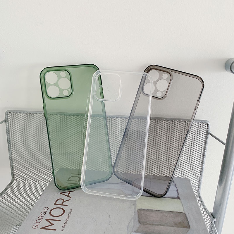 Ốp Điện Thoại Mềm Trong Suốt Chống Rơi Màu Trơn Cho iPhone