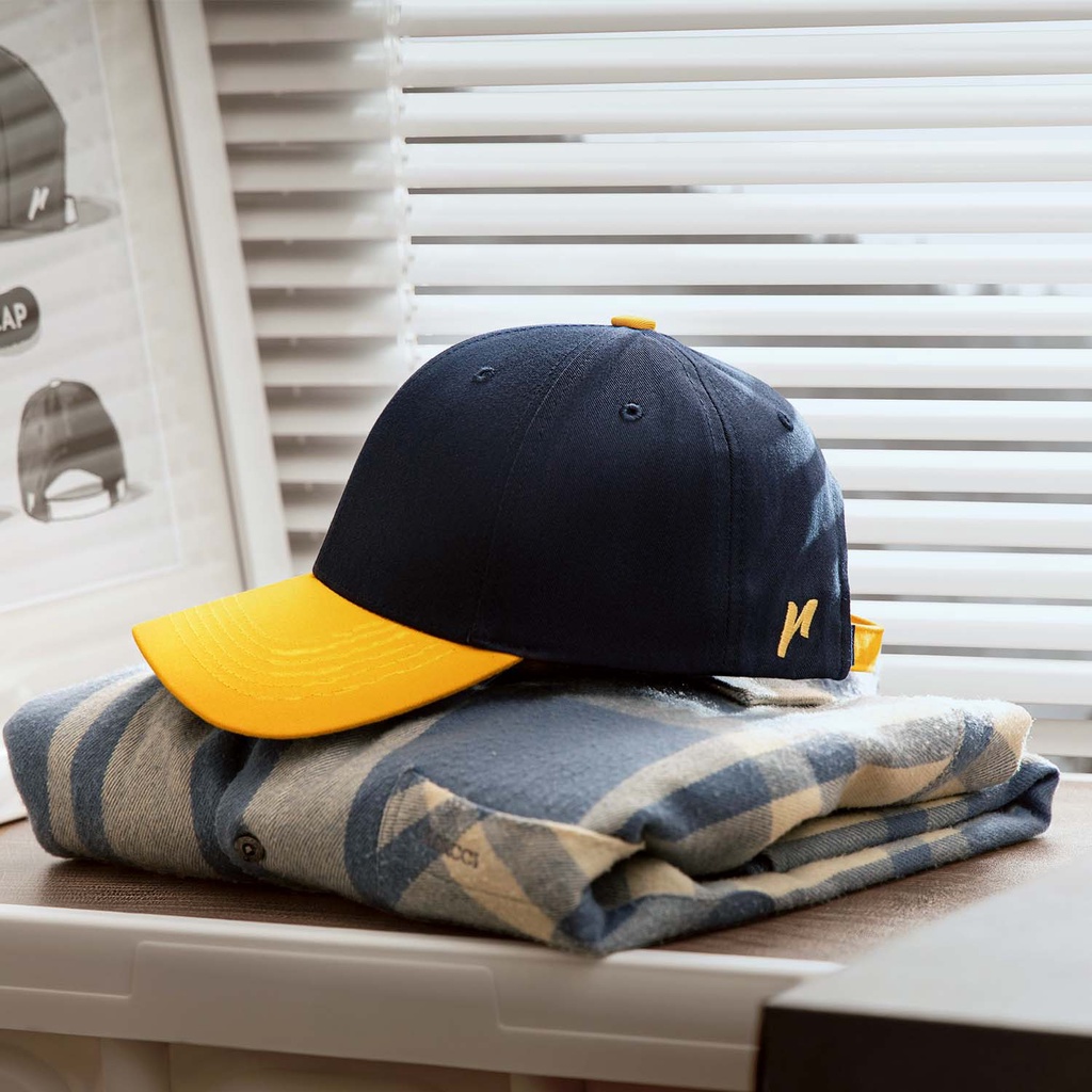 Nón Bóng Chày Lưỡi Trai Màu Navy Phối Vàng Reckless Signature Ballcap Vải Kaki Cotton