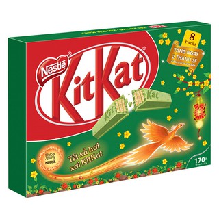 Bánh Kit Kat trà xanh Nestlé - Bao bì Tết 2018 - 170g (8 thanh + Tặng 2 thanh)
