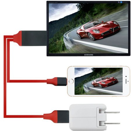 cáp dây HDMI Lightning kết nối TV cho iPhone iPad Ipod TỪ IOS 11 TRỞ XUỐNG  cao cấp chính hãng -màu đỏ