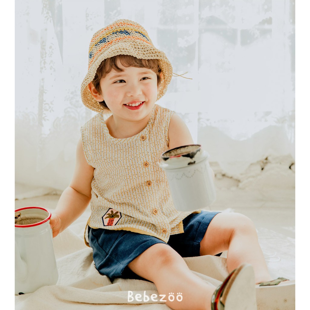 Áo bé gái/ bé trai Hàn Quốc Bebezoo _ Coconut sọc Cam