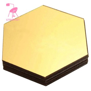 12 miếng dán tường hình lục giác tráng gương nghệ thuật