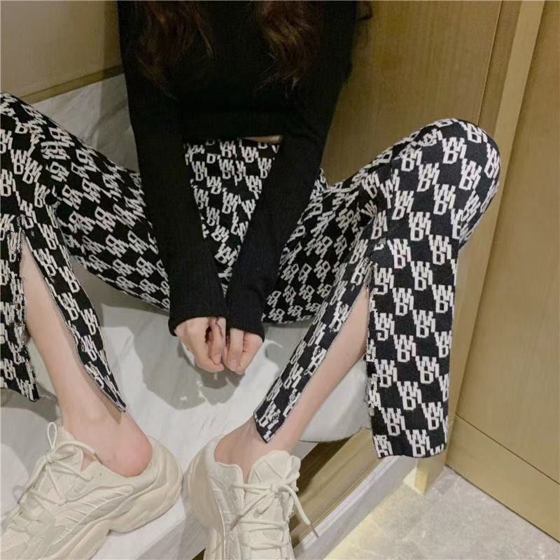 quần ống rộng Xẻ Tà In Chữ Phong Cách Hàn Quốc | BigBuy360 - bigbuy360.vn