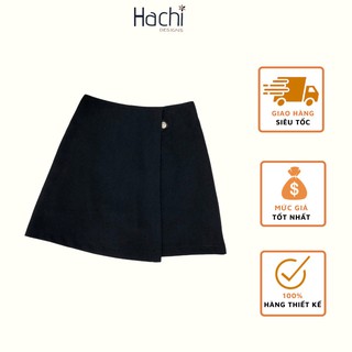 Chân Váy Chữ A Ngắn Cạp Cao, Chân Váy Vạt Chéo Có Lót Quần, Hàng Thiết Kế Hachidesigns