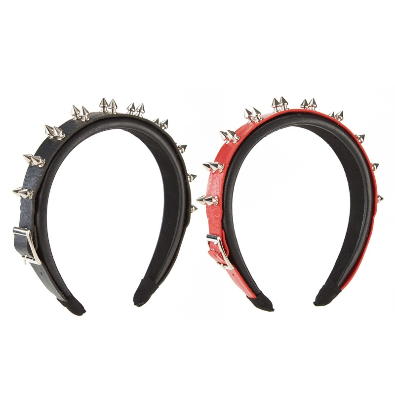 Băng Đô Cài Tóc Bằng Da Đính Đinh Tán Phong Cách Punk Gothic