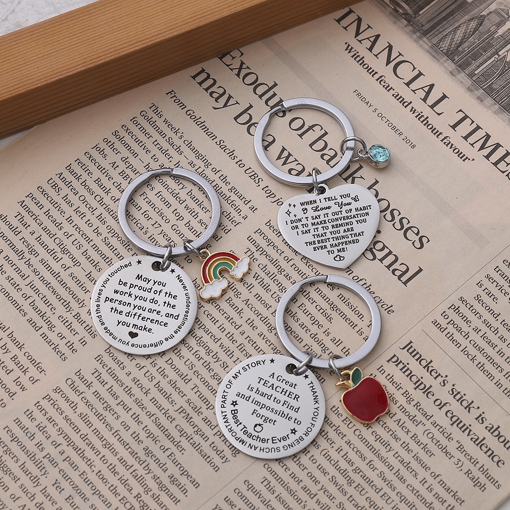 Cod Qipin Móc Chìa Khóa Hình Tròn In Chữ May You Be Proud Màu Cầu Vồng Đơn Giản Cho Cặp Đôi