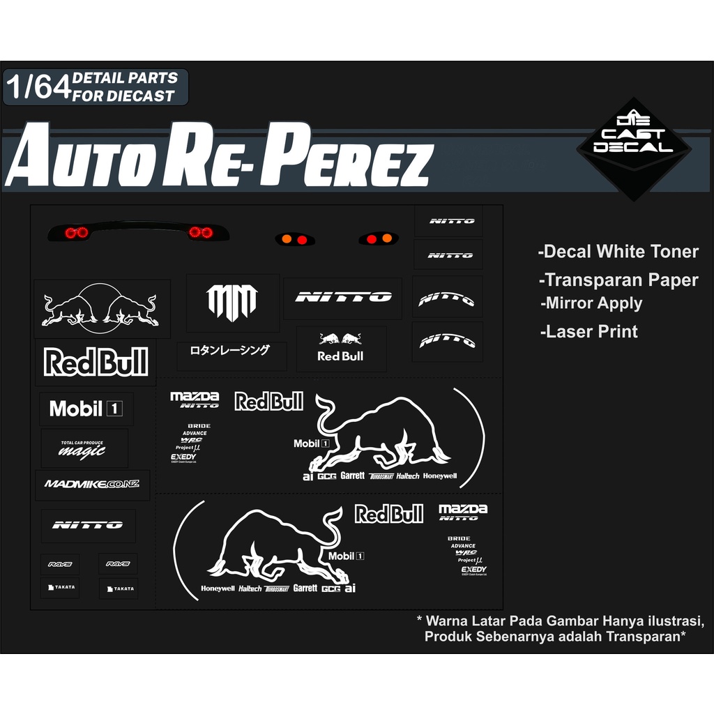 Đề Can Dán Trang Trí Xe Hơi mazda rx 7 madmax redbull